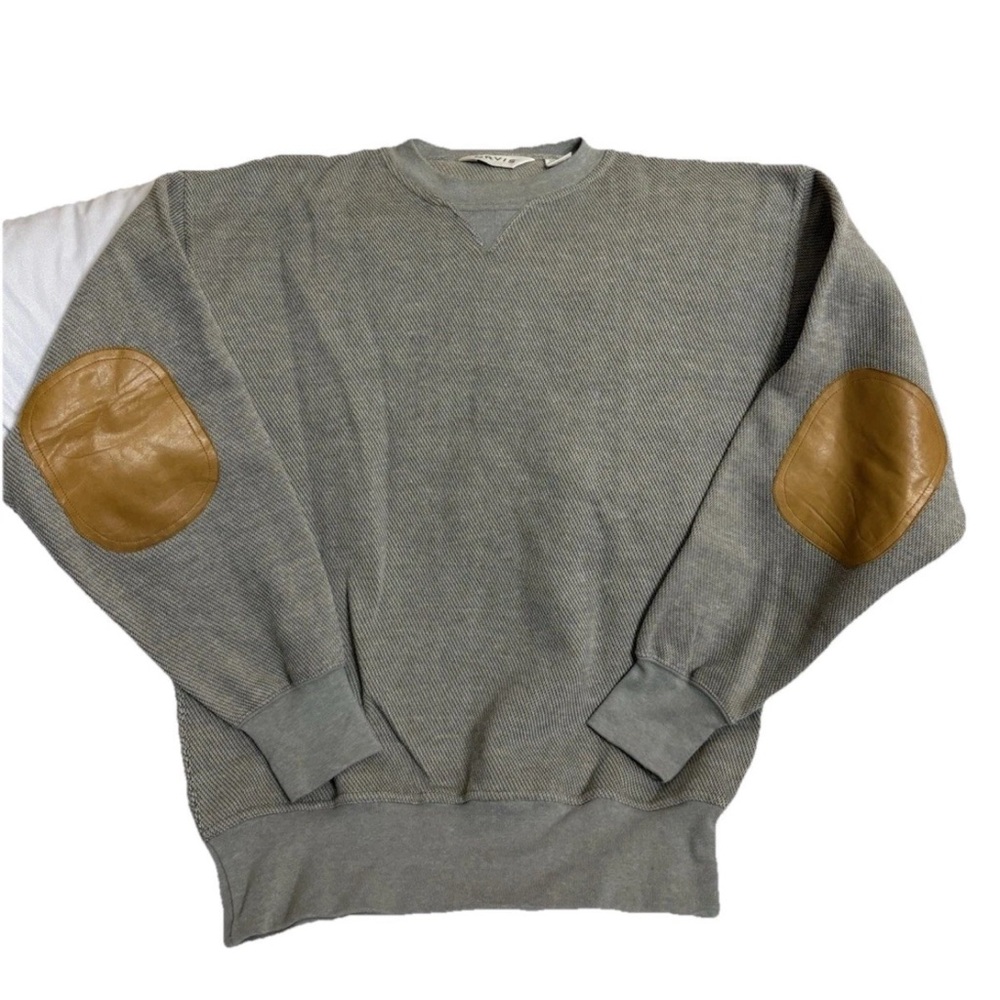 Orvis Sweatshirt Mens M Grey Pullover Long Sleeve Elbow Pad